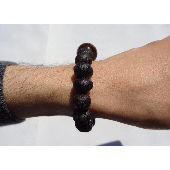 Amber Bracelet w Tigers Eye Bead, Unisex Bracelet, Baltic Amber Bracelet - Picture 5 of 9